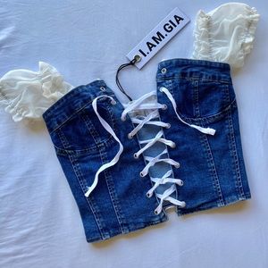 I.AM.GIA Holly denim bustier top